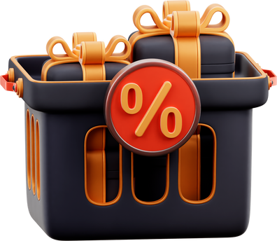 Shopping Basket Discount 3D Icon